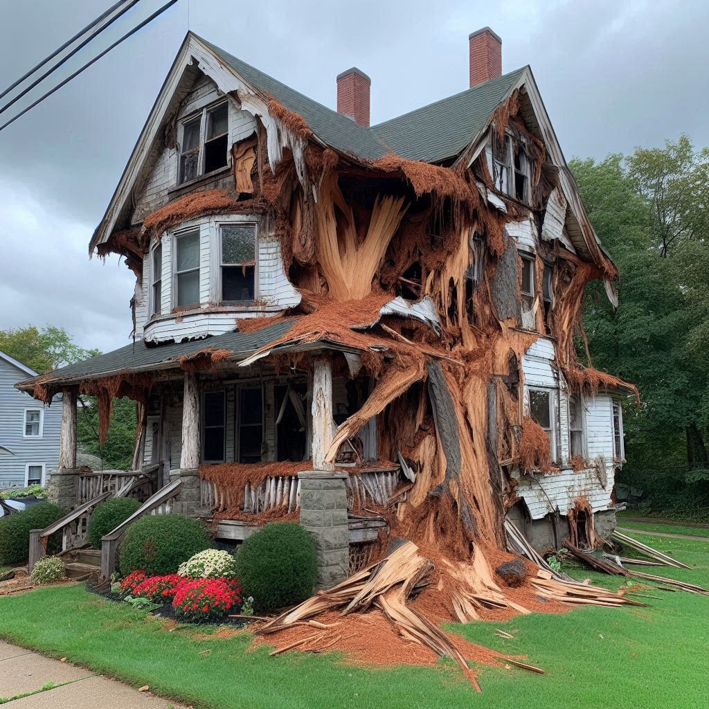 Signs Your Merrimac Home Needs a Tree Inspection Damaged tree on an Merrimac home showing signs of disease and decay